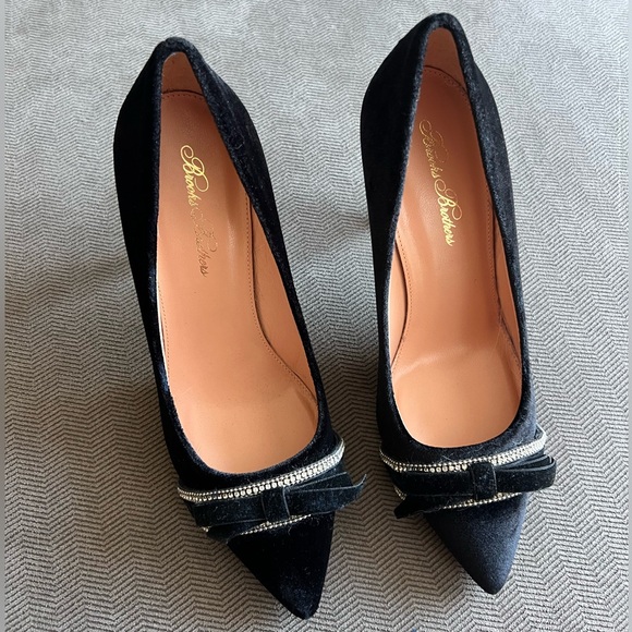 Brooks Brothers - Rhinestone-Trimmed Velvet Point-Toe Pumps - Picture 6 of 15